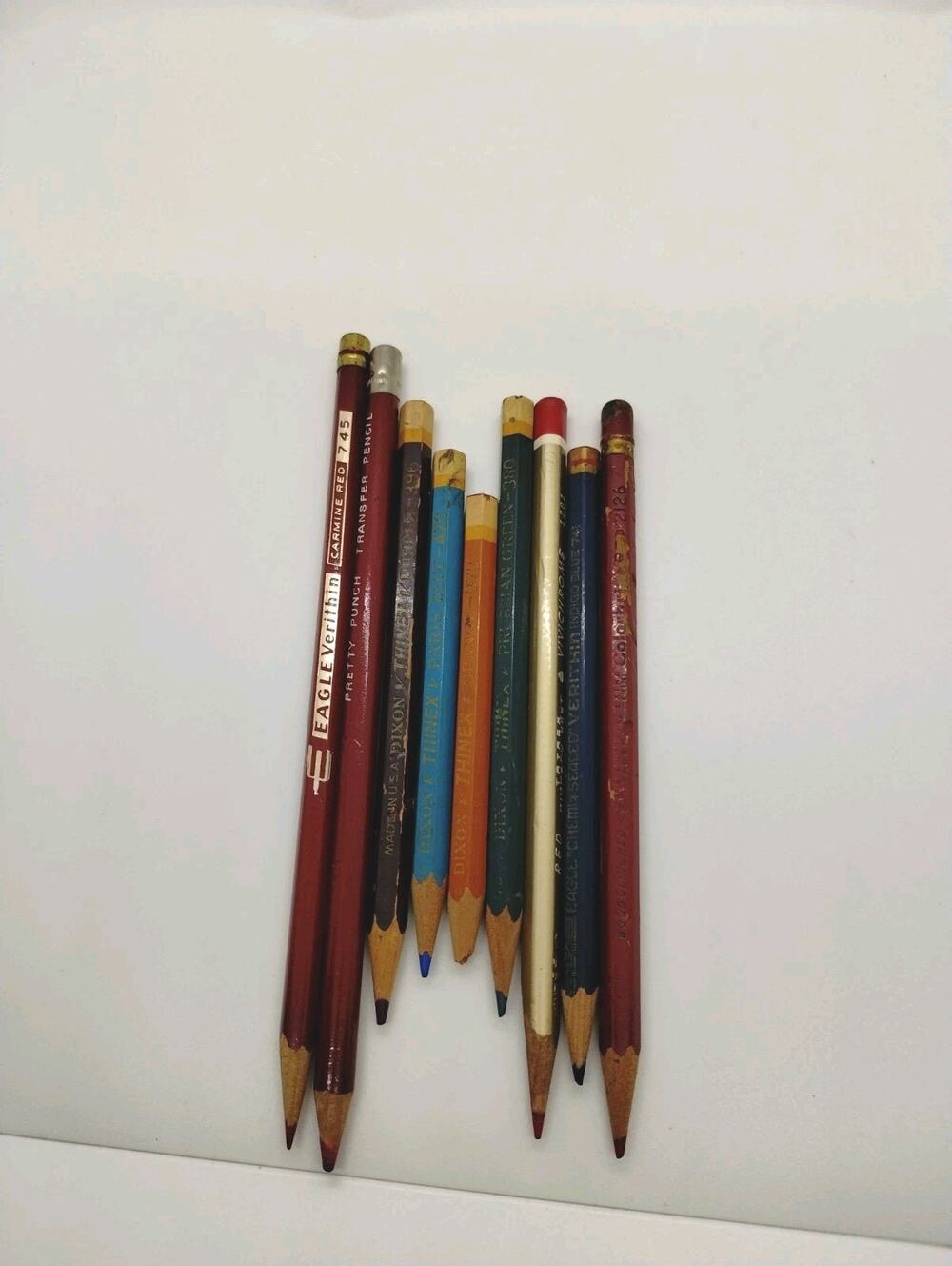 9 Vintage Colored Pencils - Dixon Thinex - Eagle Verithin Tryrex Vivichrome